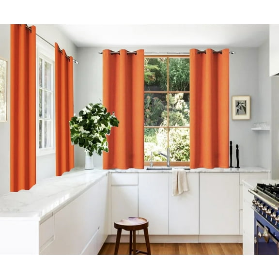 2 Panels Set Thermal Insulated Window Curtain Blackout Drapes for Bedroom Kitchen Closet K68 ORANGE 63" Long Home Décor