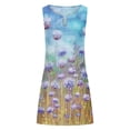 thumbnail image 4 of Robes d'Été Robe Femmes Décontractée Été en Vrac Imprimé Floral Robe de Réservoir Creux sur la Plage Robe Sans Manches Bleu XXXL, 4 of 5