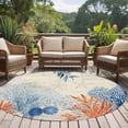 thumbnail image 4 of Orange Navy Blue Coral Round Area Rug 6Ft Washable Circle Rugs for Bathroom Office, Summer Beach Coastal Retro Non-Slip Carpet Floor Mats Indoor Outdoor Carpet Runner Aesthetic Home Decor, 4 of 8