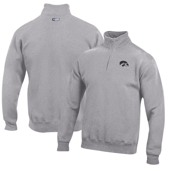 Men's Gray Iowa Hawkeyes Big Cotton Quarter-Zip Pullover Sweatshirt