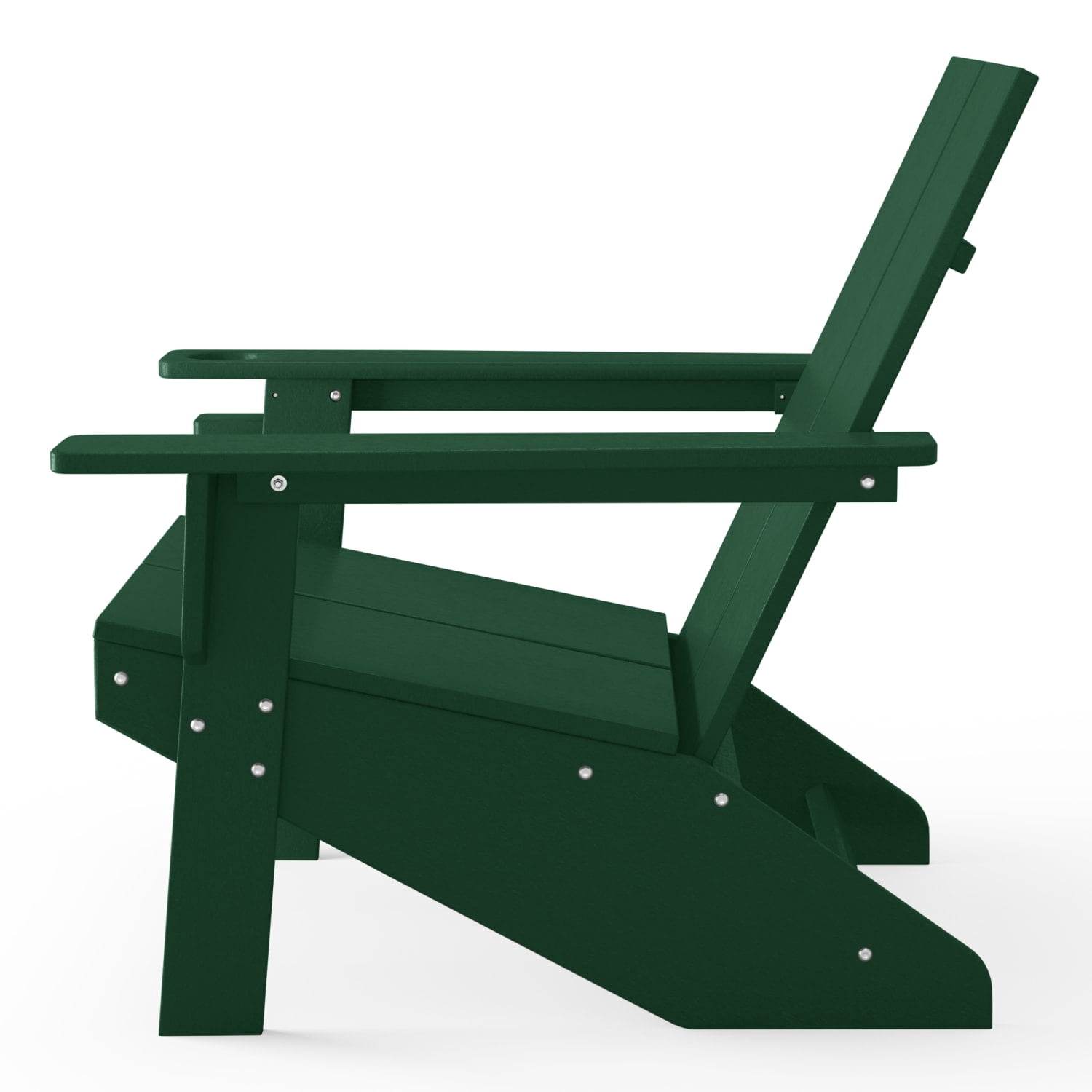 WestinTrends Riviera Outdoor HDPE Modern Adirondack Chair with Cup Holder, Dark Green