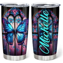 Personalized Gifts For Butterfly Lover - Butterflies Prints Custom Name Stainless Steel Tumbler 20oz With Lid - Idea Butterfly Lover Gifts For Women Girl Kids On Birthday, Christmas