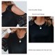 thumbnail image 5 of Mujer Top con Hombros Descubiertos Cuello Redondo Color Puro Encaje Manga Hueca Camisa Suelta con Hombros Descubiertos Blusa para Verano Negro M, 5 of 6