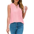 thumbnail image 2 of Tank Top for Women Loose Fit Sleeveless V Neck Camisole Dressy Casual Eyelet Summer Flowy Vest Blouse Pink XXL, 2 of 5