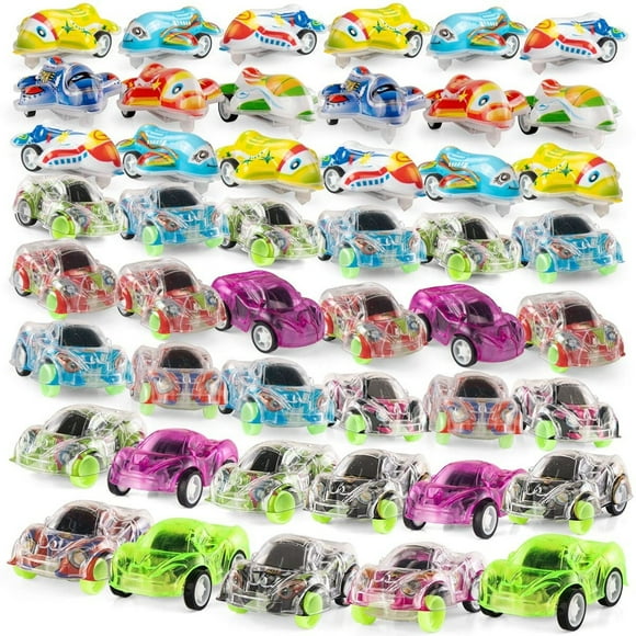 Speedy Wheels Party Pack - 48 Mini Pull Back Cars & Planes. Perfect for Kids Birthday Goodie Bags, Pinatas, Stocking Stuffers, Toy Prizes, and Classroom Rewards! Ideal for Girls, Boys, and Toddlers.