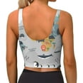 thumbnail image 3 of Vsdgher The World Map with Cartoon Animals Print Women Sleeveless Athletic Tank Top Built-in Bra Camisole Sports Vest for Yoga Running Fitness Exercise with Removable Pads, 3 of 8