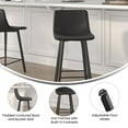 thumbnail image 4 of Merrick Lane Set of 2 Modern Black Faux Leather Upholstered Counter Stools with Contoured, Low Back Bucket Seats and Iron Frames, 4 of 12