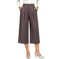 thumbnail image 7 of YuXingFu Womens High Waist Wide Leg Pleated Capri Pants - Side Pockets Work Summer Spring Coffee XXL, 7 of 7