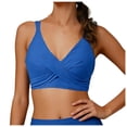 thumbnail image 1 of Women's Swimsuit Top with Padding, Bikini Top for Women Removable Pads, Classic Solid Color, High Waist Bottom Compatible, Summer Beach Vacation Pool Outfits, 1 of 5