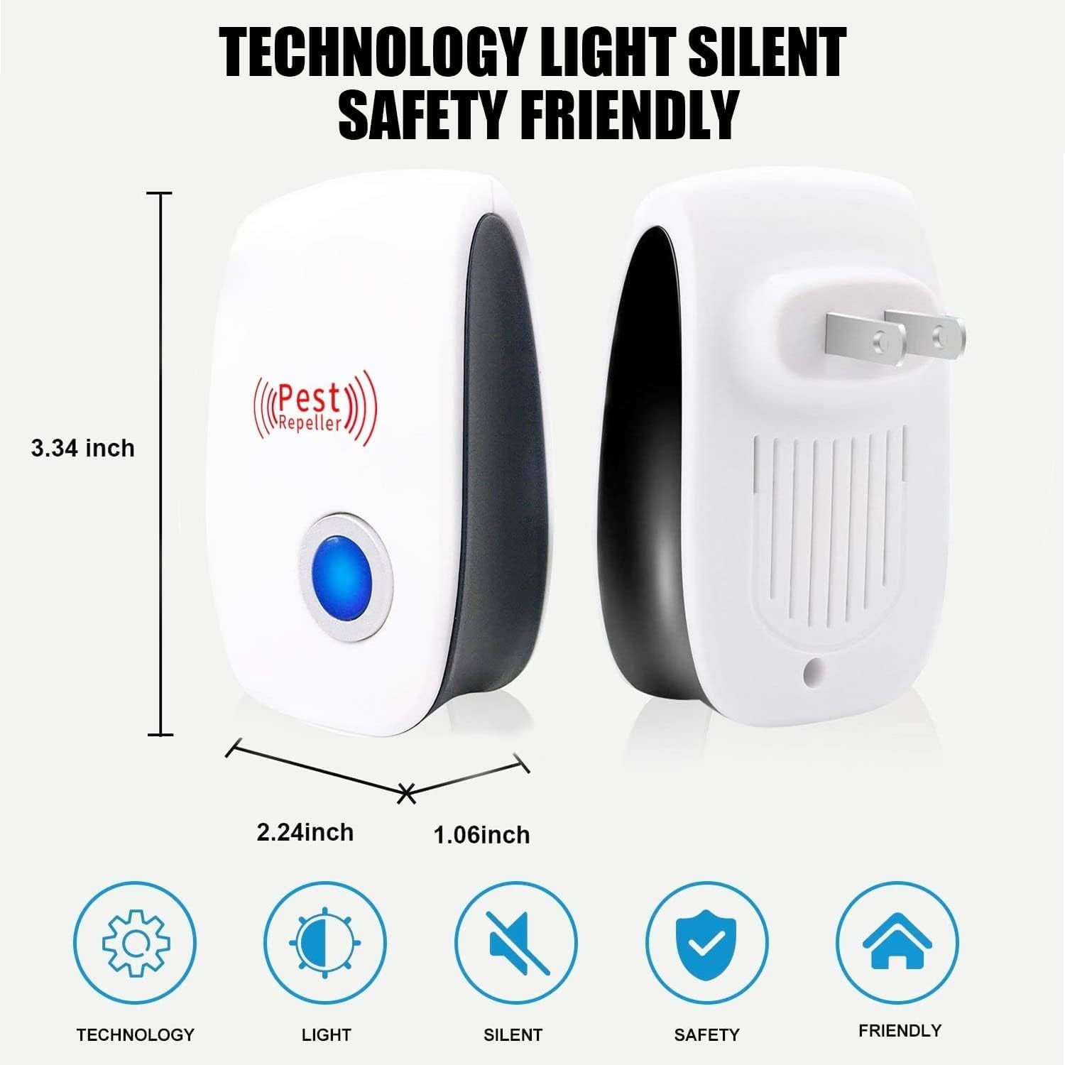 Cadorabo 2024 Upgraded Ultrasonic Pest Repeller 12-Pack: Indoor Electronic Plug-in Pest Control for Mosquitoes, Bugs, Roaches, Rodents, Mice, and Spiders - Ideal for House, Warehouse, and Garage Use