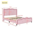 thumbnail image 4 of PAPROOS Full Size LED Bed Frame, PU Leather Upholstered Bed, Wood Platform Bed with Soft Cushioned Headboard, Princess Bed, Pink, 4 of 9