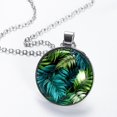 thumbnail image 2 of Tropical Jungle Palm Leaves Elegant Women's Glass Circular Pendant Necklace - Stylish Necklaces for Women, 2 of 5