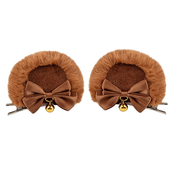Handmade Furry Bear Ear Hair Clip Hairpin Costume Accessory for Halloween Thanksgiving Party Cosplay