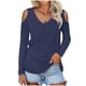 thumbnail image 1 of Camiseta suelta con cuello en V y manga larga con hombros descubiertos para mujer Fridja bvmnju4708, 1 of 1