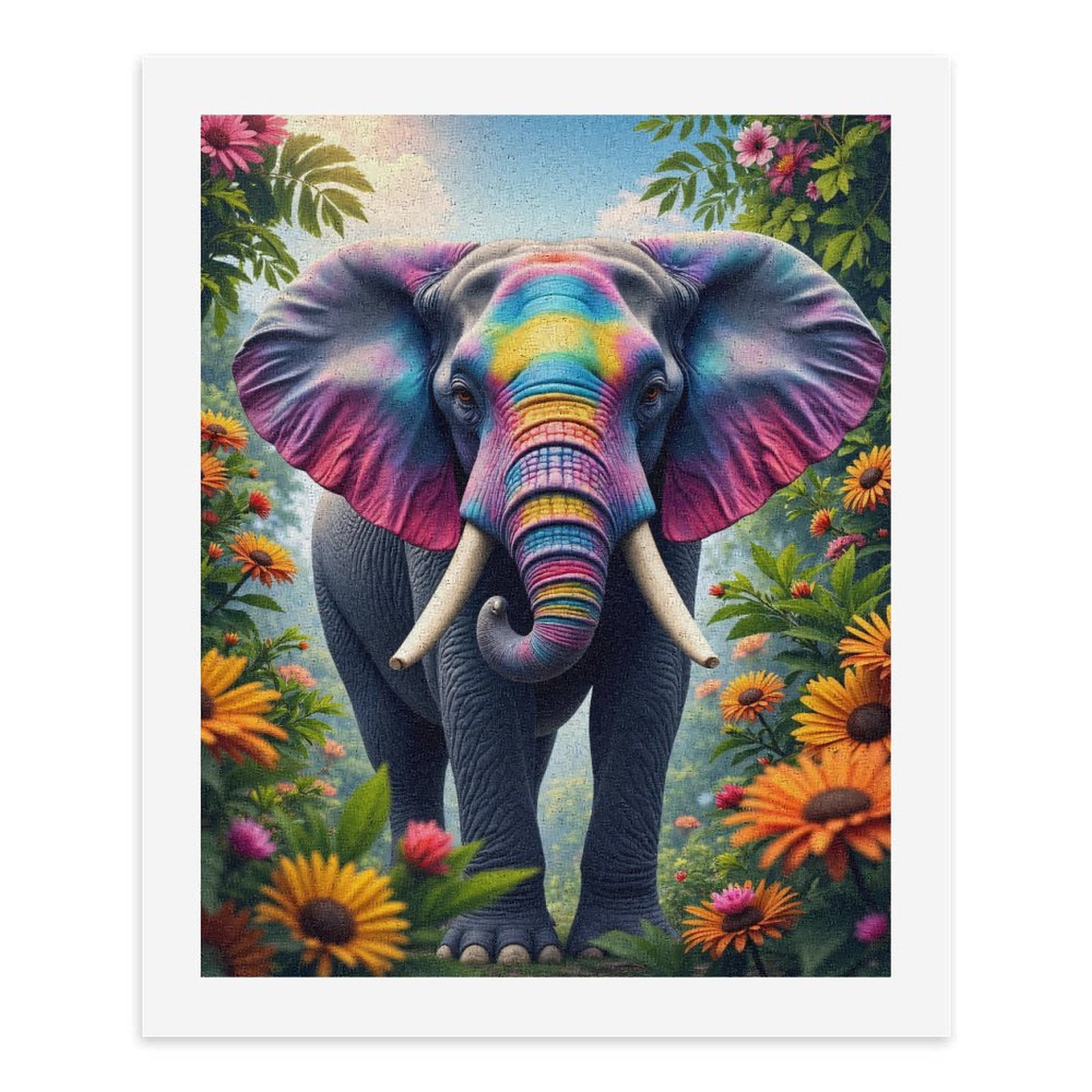 Paint by Numbers Kit for Adults, Colorful Elephant Amidst Flowers Paint by Numbers, Easy Paint by Numbers Kit for Adults Beginner, DIY Adult Paint by Number Kits on Canvas, Home Decor