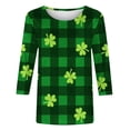 thumbnail image 5 of Ounisa Women 3/4 Sleeve St. Patrick's Day T-Shirts Crew Neck Spring Graphic Tee Tops Clothes, 5 of 5