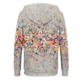 thumbnail image 5 of Floral Zip-Up Hoodie for Women, Long Sleeve Oversized Sweatshirt Jacket - Casual Loose Fit Lightweight Outerwear with Pockets Gray M, 5 of 6