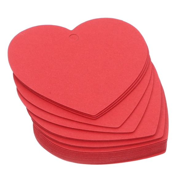 100pcs Red Heart Paper Tags Heart Shaped DIY Label Tags Crafts Heart Paper Cutouts Red Heart Hanging Labels for Valentine's Day Wedding Party Decorations