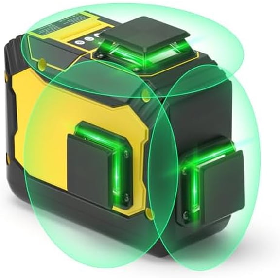 Level 3x360° Self Leveling 3D Green Cross 12 Lines Laser Touchscreen Control Laser Tool for Construction and Picture Hanging with 5000mAh Rechargeable Battery & Remote Control$$Tools & Hardware Other