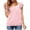 Pink, variant on MIXUE Womens Tops Summer Solid Color Round Neck Ruffle Short Sleeve Fashion Casual T Shirts Daily-Wear,Blue,S