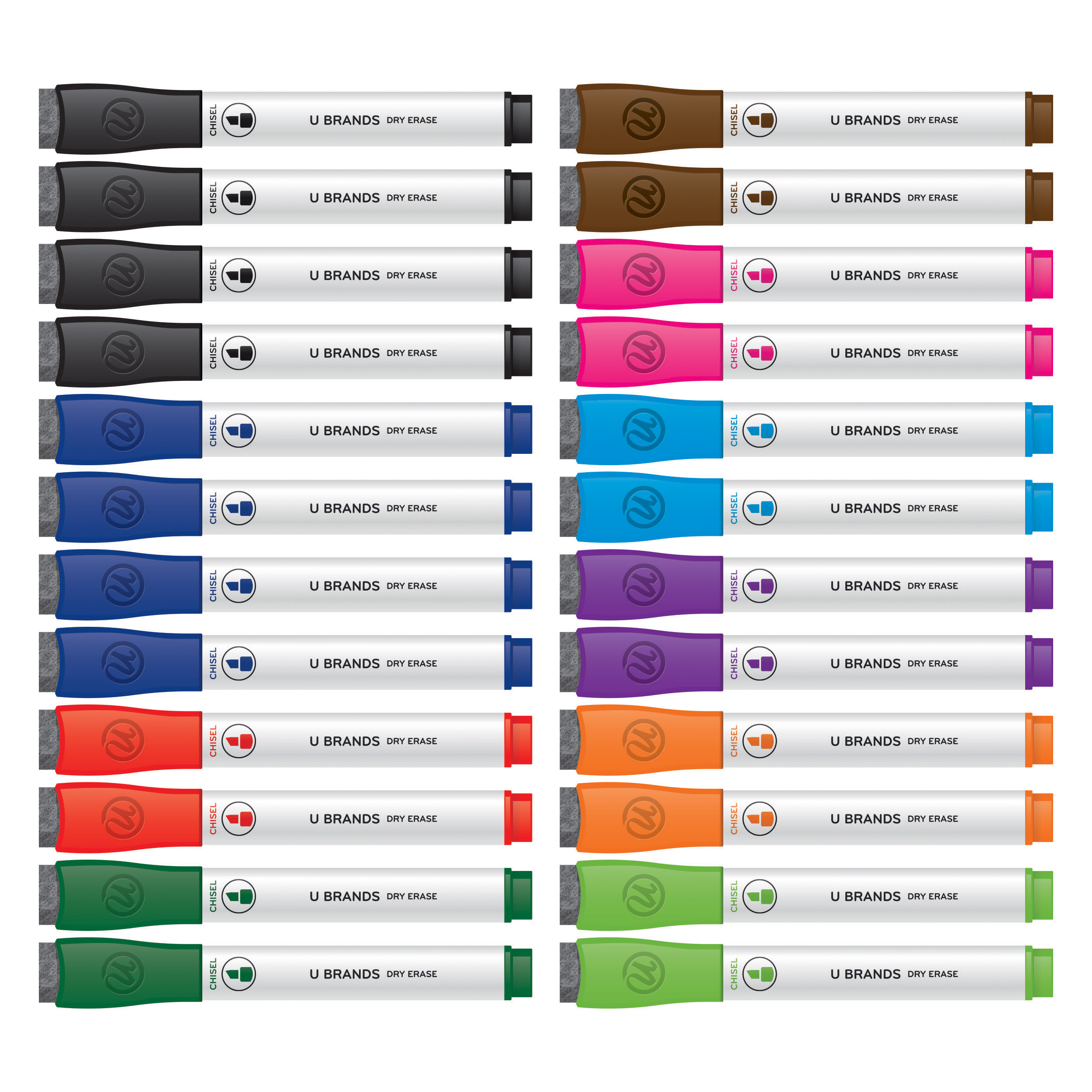 U Brands Dry Erase Markers Chisel Tip Assorted Colors Low Odor 24 U Brands Dry Erase Markers Chisel Tip Assorted Colors Low Odor 24