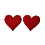 Red Heart Shape Embroidery Patch. Set of 2. Iron-on/Sew-on