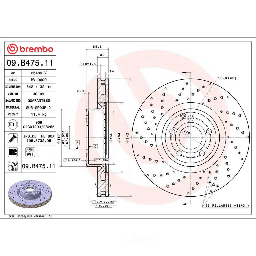 Brembo 09.B475.11 PRIME Disc Brake Rotor