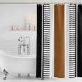 thumbnail image 4 of Modern Brown Black Shower Curtain, Waterproof Shower Curtains for Bathroom, Boho Contemporary Geometric Striped Washable Fabric Cloth Bathroom Curtain Set Bathtub Decor with Hook 48''x72'', 4 of 9