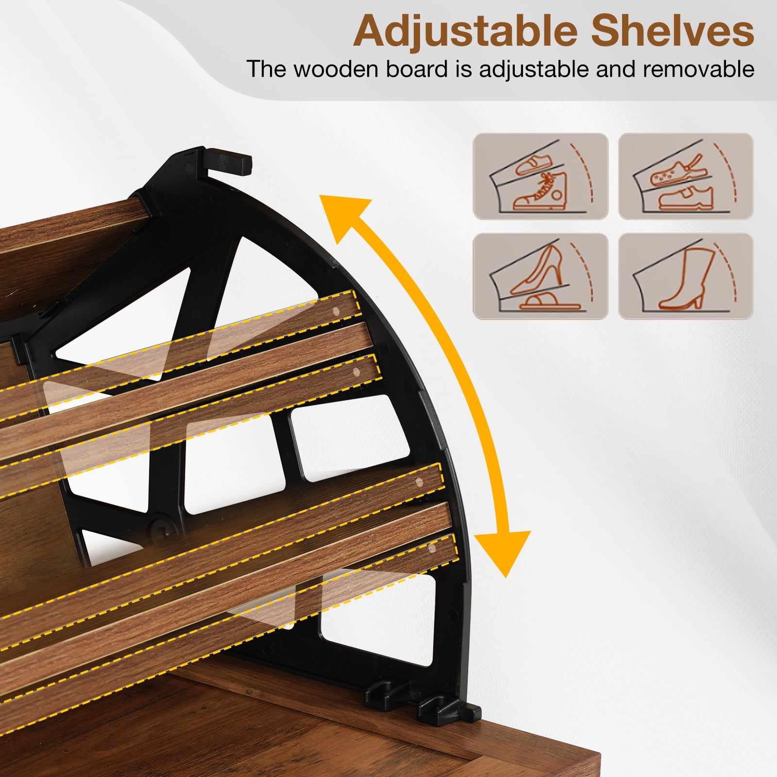 HOMMPA Shoe Storage Bench with Flip-Up Shoe Cabinet Entryway Bench with Side Organizer & Padded Seat Cushion Hallway Storage Bench Shoe Rack Organizer for Bedroom Living Room