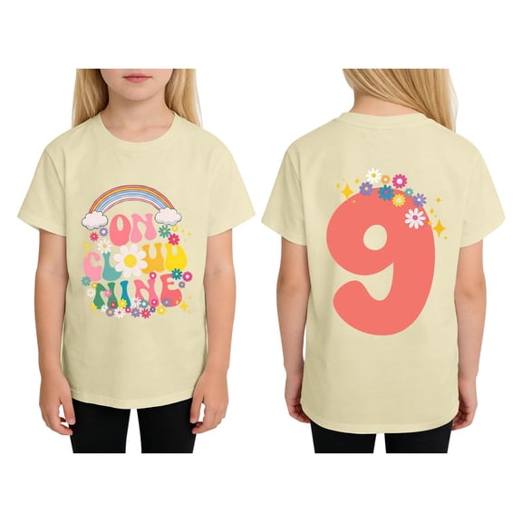 Hiijoy Girls Flower Letter Print Short Sleeve T Shirt Casual Summer T-Shirt, Sizes 0-13
