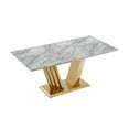 thumbnail image 3 of 70" Faux Marble Dining Table for 6-8 Guests, Modern Rectangle Top with Chrome Stainless Steel Base, Space-Saving Kitchen/Living Room Table (Gold/Grey), 3 of 9