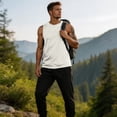 thumbnail image 4 of Sleeveless Shirts for Men Workout Tank Top Cotton Gym Muscle Shirt Moisture Wicking Athletic Summer Sleeveless Top Beige M, 4 of 6