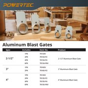 POWERTEC 1PK 3 inch Aluminum Blast Gate for Dust Collection, 70165
