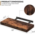 thumbnail image 3 of Floating Shelves - 16 Inch Rustic Brown Wall Shelf - Wall Mounted Shelves for Wall Decor Storage - Wooden Shelves with Invisible Brackets for Living Room, Bedroom, Kitchen, 2 Pack, 3 of 15