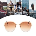 thumbnail image 4 of Gafas de sol de ojo de gato con borde cortado sin marco, gafas de sol modernas y con personalidad, hechas de metal, 4 of 5
