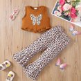 thumbnail image 2 of MEZZALL Toddler Girls Bowknot Tank & Leopard Flare Pants 2PCS Summer Set Casual Beach Outfits For Little Kids, Brown, 3-4 Years, 2 of 6