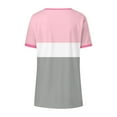 thumbnail image 4 of fatyb Womens V Neck Short Sleeve T-Shirts Color Block Loose Tee Casual Tops Summer Blouses for Women, 4 of 5