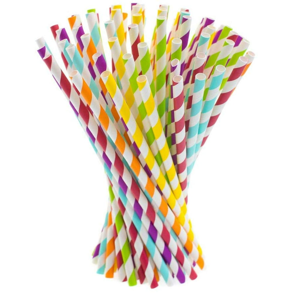 Paper Straws, 200 pack, Biodegradable Paper Drinking Straws, Multicolor ...