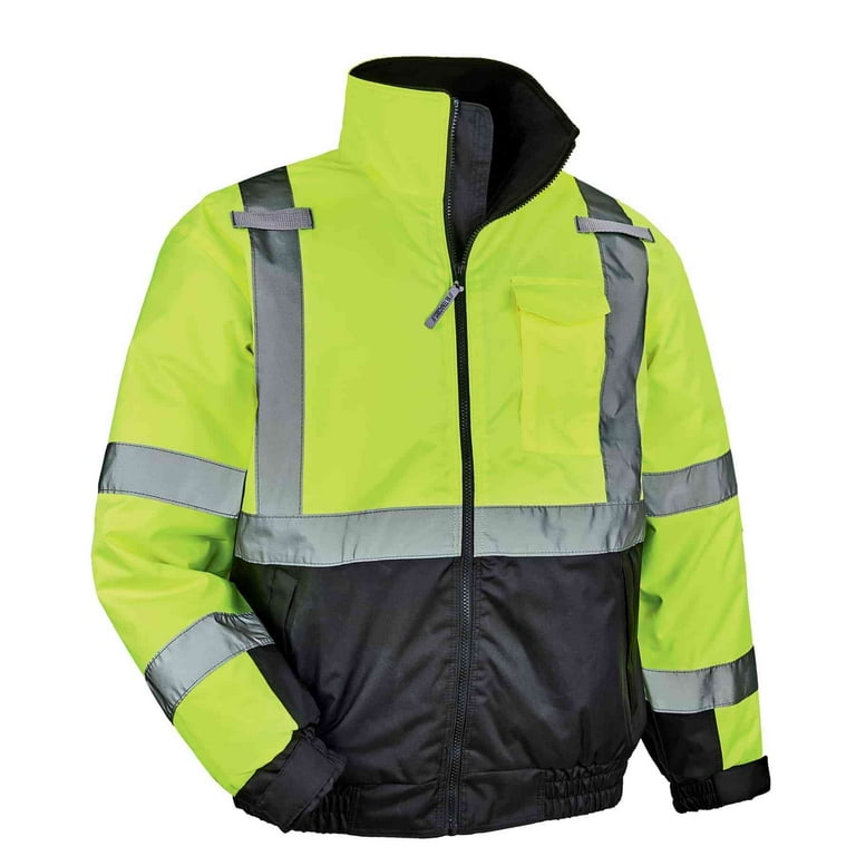 Ergodyne GloWearÂ® 8377 Type R Class Quilted Bomber Jacket, Lime