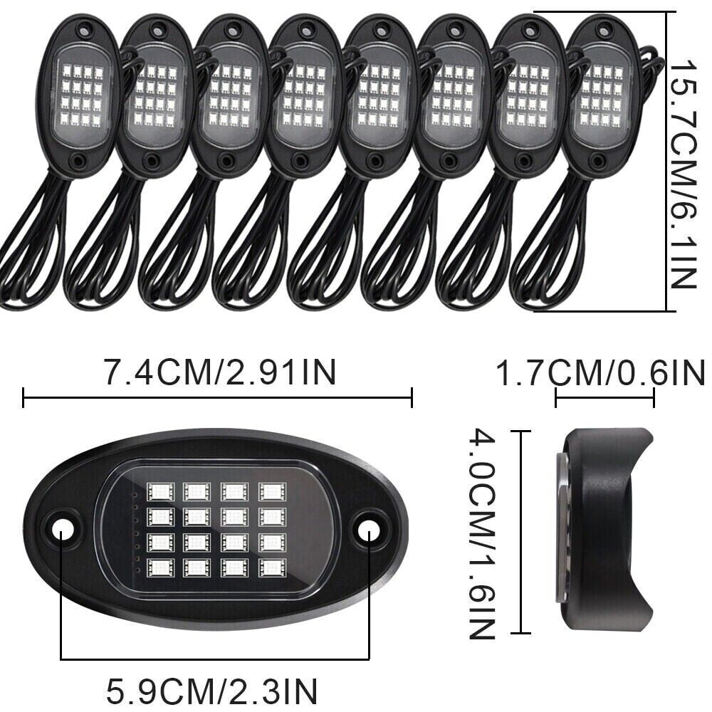 XZKING 8Pods Metal DreamColor RGB LED Rock Lights for Trucks Jeep Golf Cart ATV UTV SUV Offroad with APP/RF Remote, Multicolor Brake Underglow Light Neon Aluminum Waterproof 12V Underbody Lights