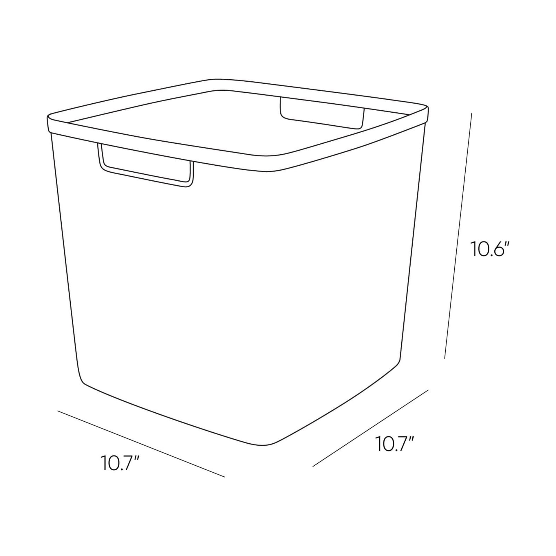 Curver Jute 11" Cube Basket, Resin Plastic Storage Bin, Grey Flannel, 4 Pack