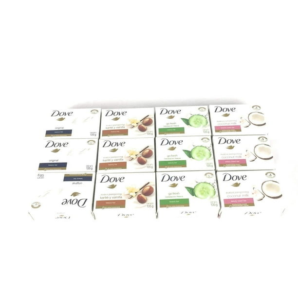 Dove Bar Soap Variety Pack 12 135g Go Fresh Shea Butter Coconut Milk