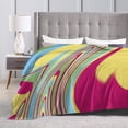 thumbnail image 4 of DouZhe Ultra-Soft Micro Fleece Lightweight Flannel Bed Blanket, Pink Yellow Swirling Print Cozy Warm Throw Blankets, 80"x60", 4 of 7