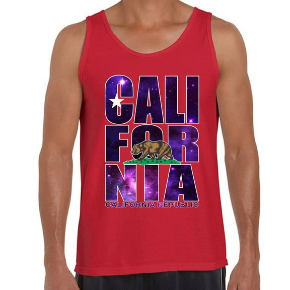 California Galaxy USA State Tank Top for Men - S M L XL 2XL California Graphic Tee - Best Patriotic Cali Outfit Tee Top Gift