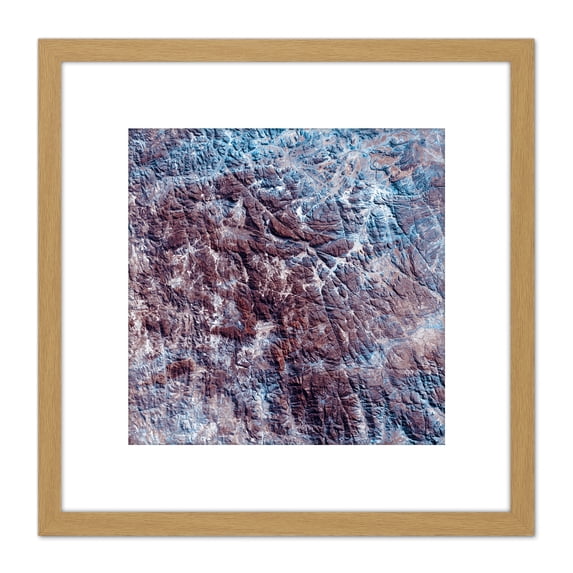 Abstract Mountains Texture 8X8 Inch Square Wooden Framed Wall Art Print Picture with Mount