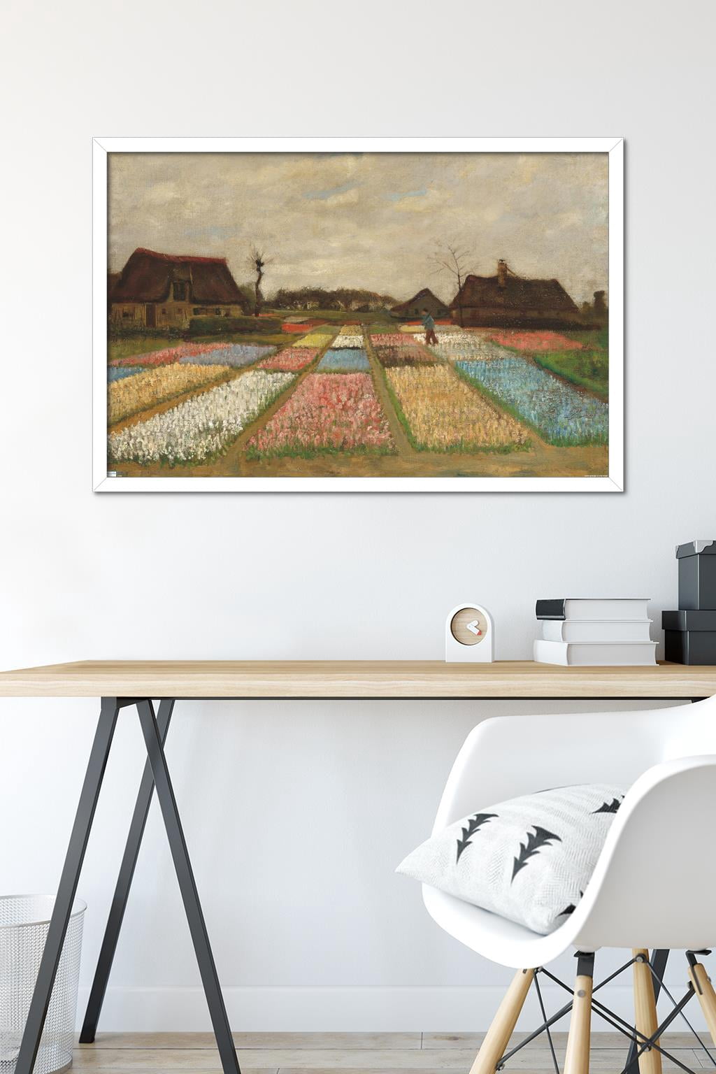Flower Beds in Holland by Vincent van Gogh Wall Poster, 22.375" x 34" Framed