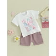 thumbnail image 3 of Bslissey Toddler Baby Girls Casual Shorts Sets Short Sleeve Letter Print T-shirt Tops with Elastic Waist Shorts 6M 12M 18M 24M 3T Infant Girl Cute Summer 2Pcs Outfits, 3 of 9