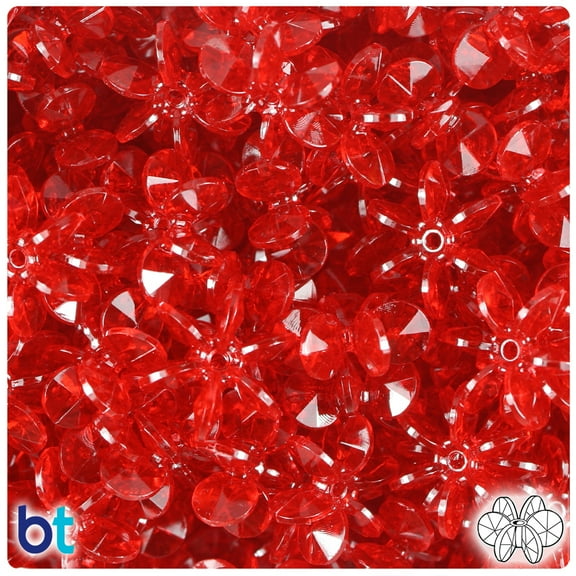 BeadTin Dark Ruby Transparent 18mm SunBurst Craft Beads (135pcs)