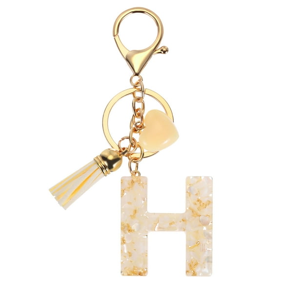 Uxcell Alphabet Initial Letter Keychain Resin Cute Keychains with Tassel Heart Letter H Pendant Charm