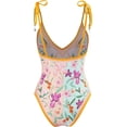 thumbnail image 7 of Women's Abstract Print Notched Square Neck Floral Resort Swimsuit with Cover Up, 7 of 7
